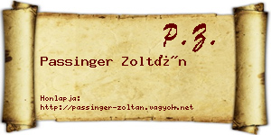 Passinger Zoltán névjegykártya